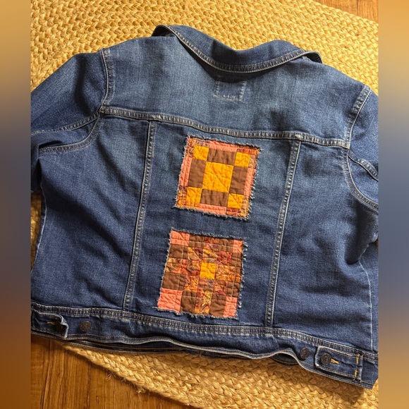 Dark Wash Quilt Block Denim Jacket XL - Picture 1 of 4